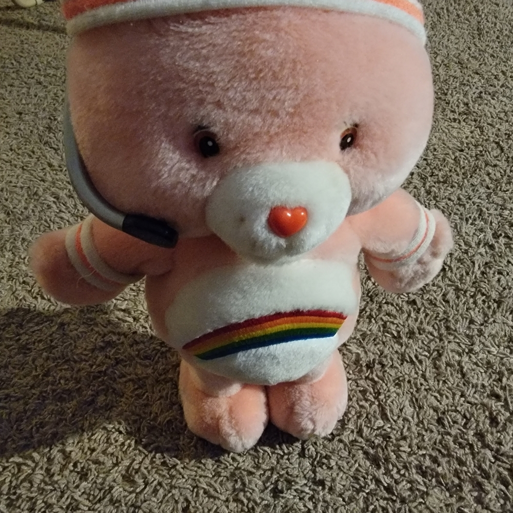 Vintage 1980s Care Bears Workout‎ Cheer Bear Plush Headband Wristbands Rainbow